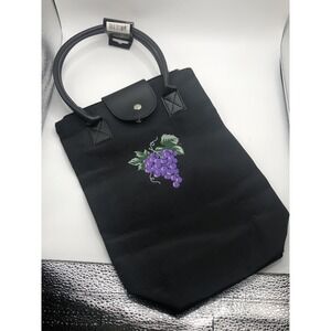 Wine Bottle Bag, Two Wine Bottle Holding Bag With Grape Bunch Embroidered
